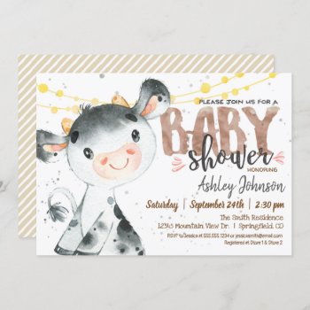 Cow Baby Shower Invitation  Boy  Farm Invitation by Card_Stop at Zazzle