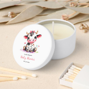Cow Baby Shower Minimalist Pink Girl baby shower Mini Candle Favors