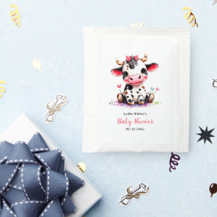 Cow Baby Shower Minimalist Pink Girl baby shower Tea Bag Drink Mix