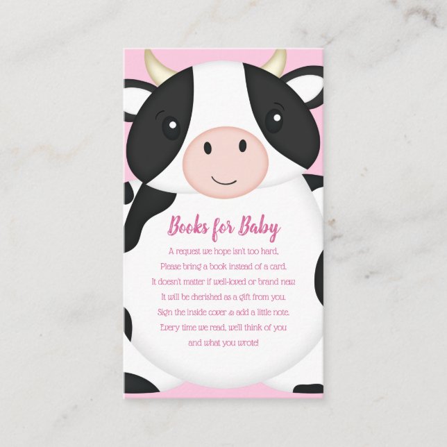 Cow Baby Shower Pink Enclosure Card (Front)
