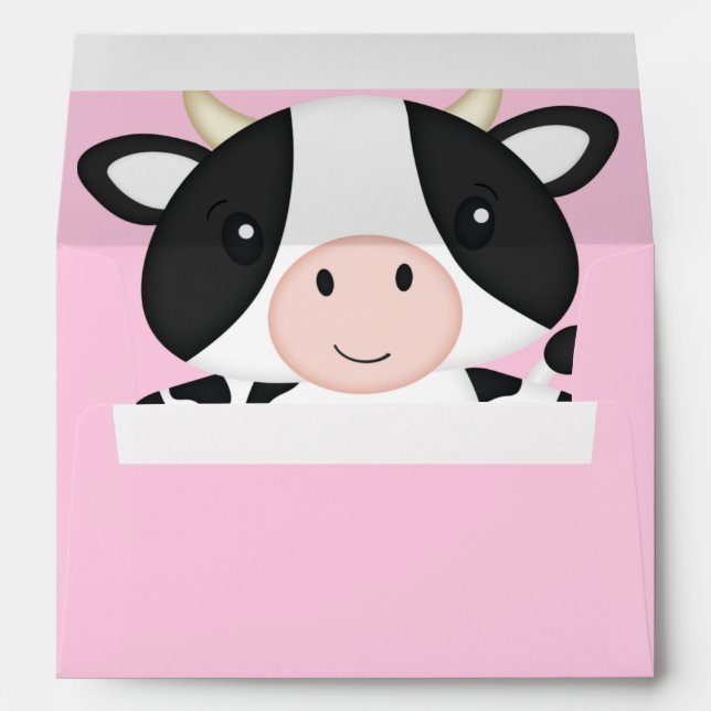 Cow Baby Shower Pink Envelope (Back (Bottom))