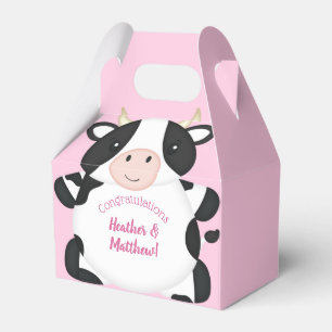 Cow Baby Shower Pink Favor Boxes