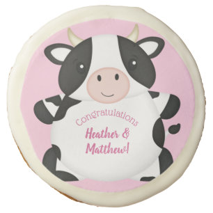 Cow Baby Shower Pink Sugar Cookie