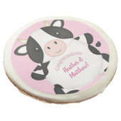 Cow Baby Shower Pink Sugar Cookie (Angled)