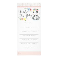 Cow Baby Shower Wishes Game Rustic Floral Calf Rack Card