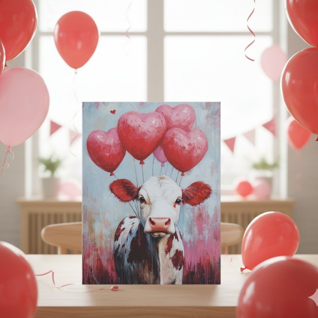 Cow Balloon Valentine's Day  Postcard (Creator Uploaded)