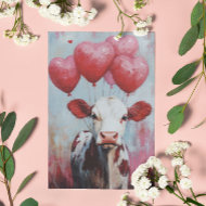 Cow Balloon Valentine's Day  Postcard