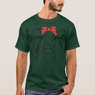 Cow Bandana Daisy Flower Farmer Cow Lover Distress T-Shirt