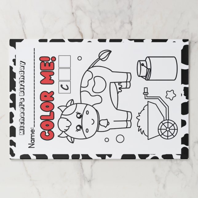 Cow Barnyard Birthday Kids Coloring Activity  Paper Pad (Front)