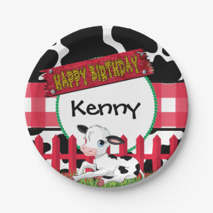 Cow, Barnyard Birthday Party Paper Plates