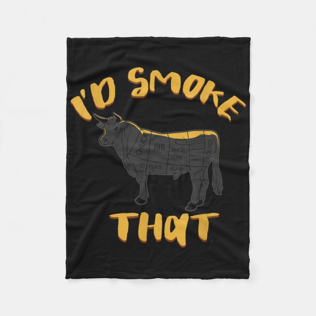 Cow Bbq Grilling Funny Meat Lovers Sarcastic Humor Fleece Blanket (Front)