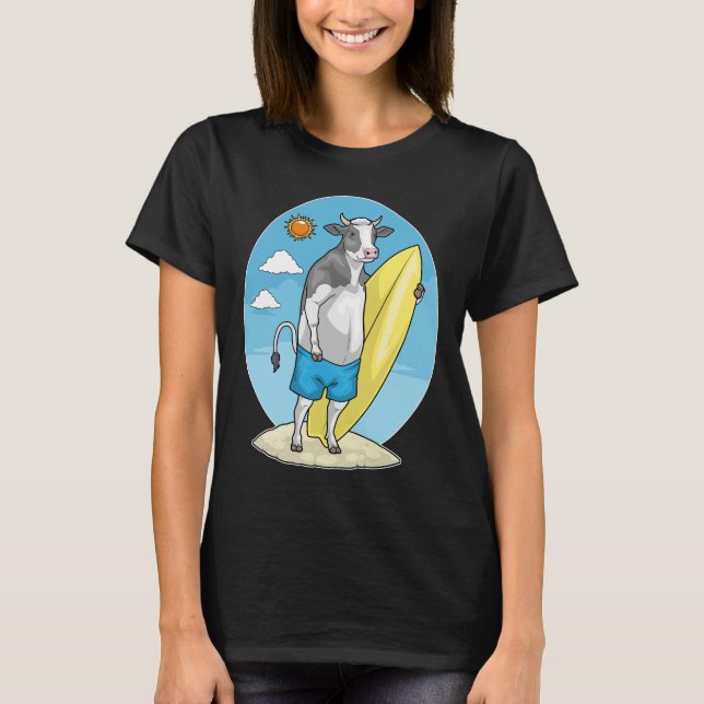 Cow Beach Surfboard Summer T-Shirt (Front)