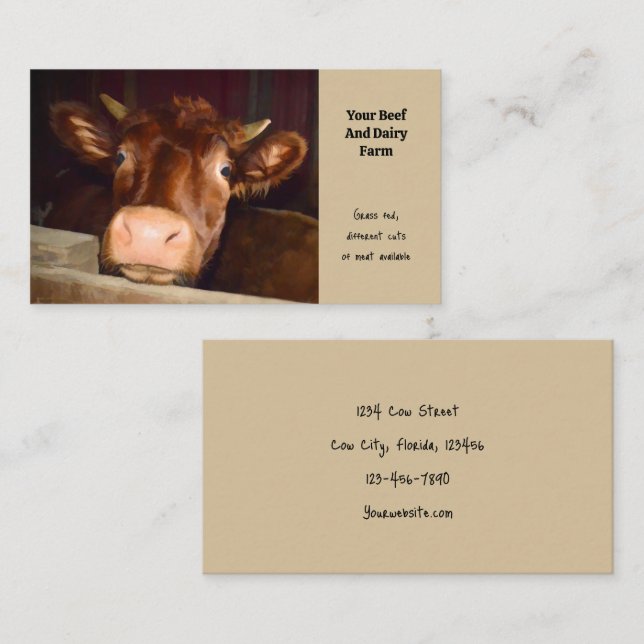 Cow Beef And Dairy Rustic Country Farm Business Card (Front/Back)