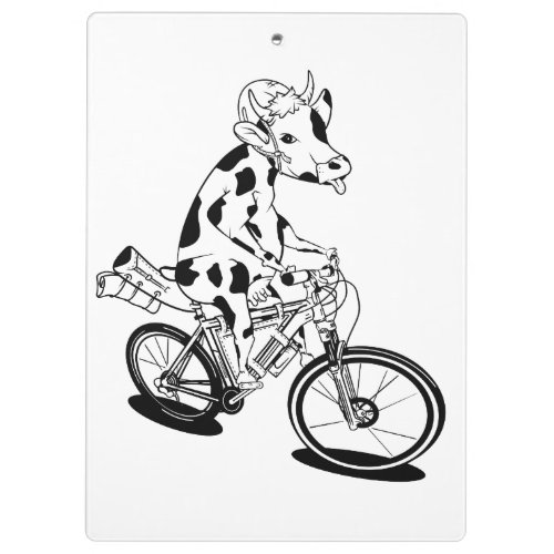 Cow bikepacking cartoon clipboard