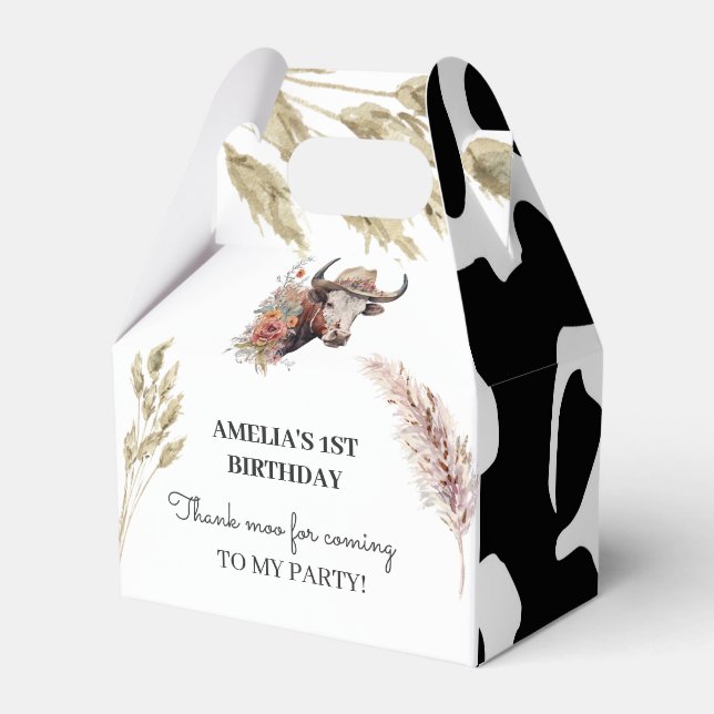 Cow Birthday | Any Year Favor Boxes (Front Side)