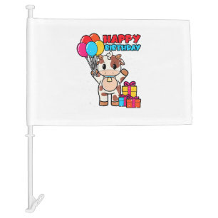 Cow Birthday Balloon Theme Cattleman Farmer Cute B Car Flag