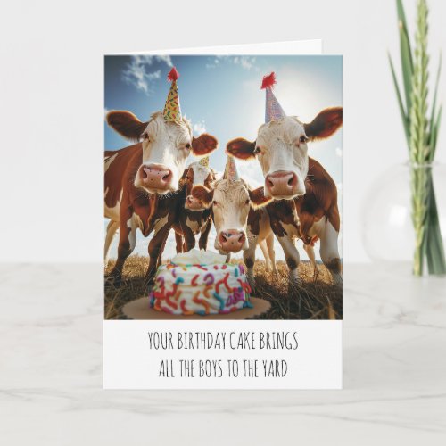 Cow Birthday Cake Brings All The Boys To The Yard Card