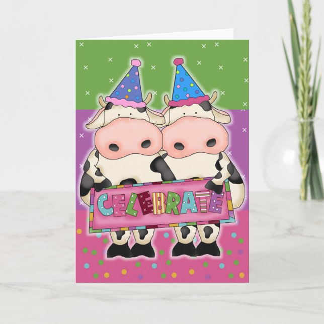 Cow Birthday Cards and Postage Stamps (Front)