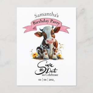Cow Birthday Girl Postcard