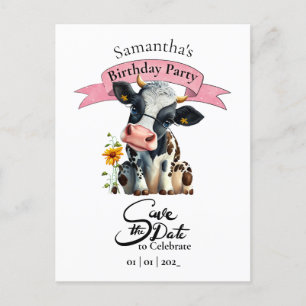 Cow Birthday Girl  Postcard
