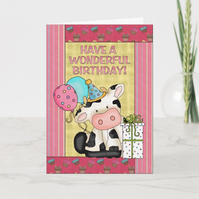 Cow Birthday greeting card (Front)