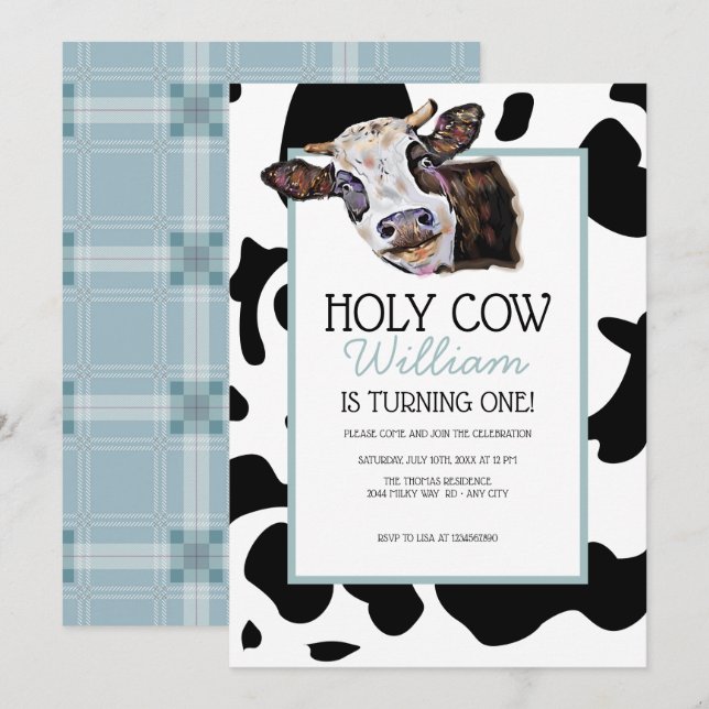 Cow Birthday Invitation (Front/Back)