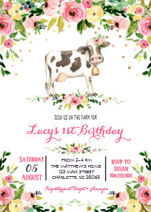 cow birthday invitations zazzle