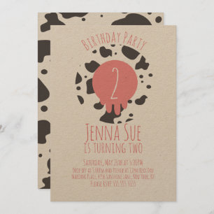 Cow Birthday Party Animal Print Pattern Any Age  Invitation