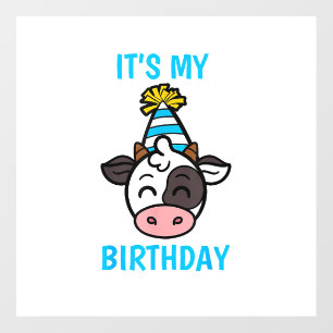 Cow Birthday Party Hat Cattleman Farmer Bday Theme Wall Decal