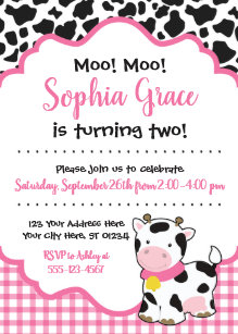 cow birthday invitations zazzle