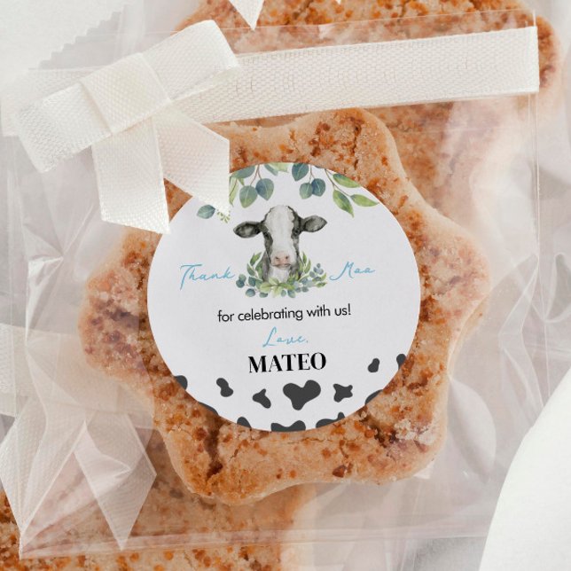 Cow Birthday Party Sticker Labels (Creator Uploaded)