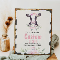 Cow Birthday Party Table Sign