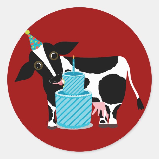 Cow Birthday Stickers Funny (Front)