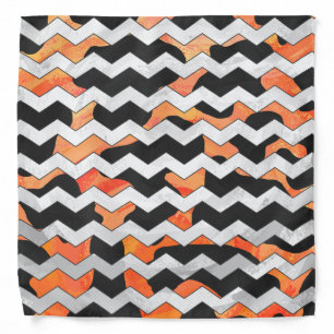 Cow Black and Orange Chevron Print Bandana