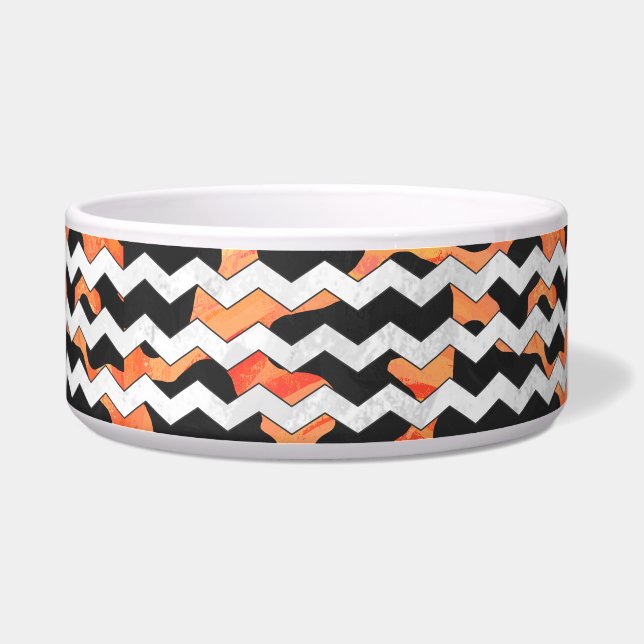 Cow Black and Orange Chevron Print Bowl (Right)