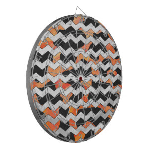 Cow Black and Orange Chevron Print Dart Board