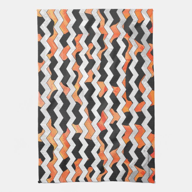 Cow Black and Orange Chevron Print Towel (Vertical)