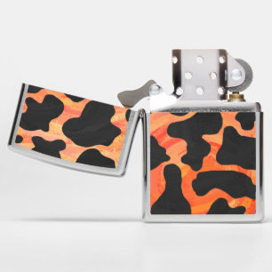 Cow Black and Orange Paint Zippo Lighter
