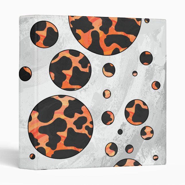 Cow Black and Orange Polka Dot Print Binder (Front/Spine)