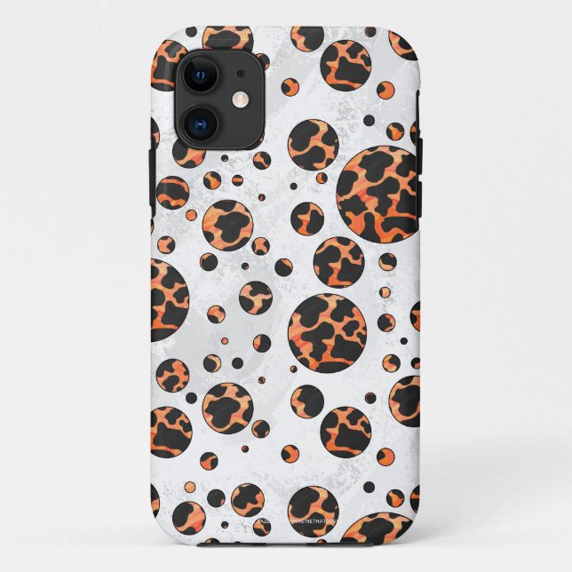 Cow Black and Orange Polka Dot Print Case-Mate iPhone Case (Back)