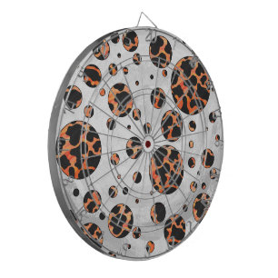 Cow Black and Orange Polka Dot Print Dartboard With Darts