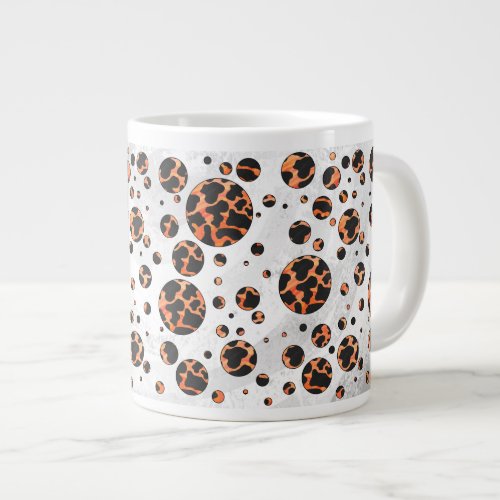 Cow Black and Orange Polka Dot Print Giant Coffee Mug