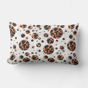 Cow Black and Orange Polka Dot Print Lumbar Pillow