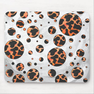 Cow Black and Orange Polka Dot Print Mouse Pad