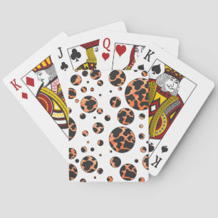 Cow Black and Orange Polka Dot Print Poker Cards