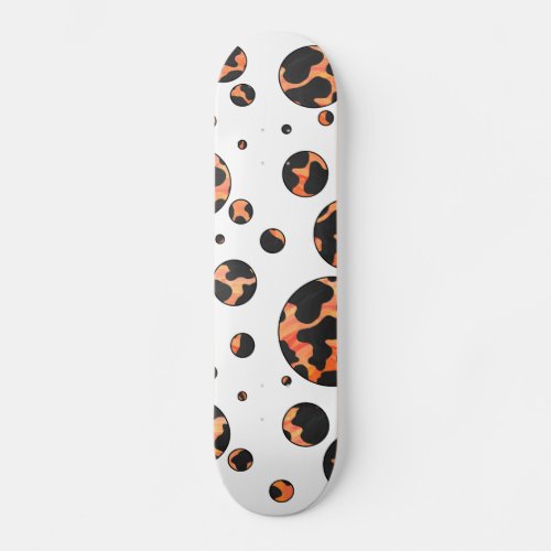 Cow Black and Orange Polka Dot Print Skateboard
