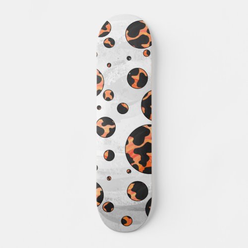 Cow Black and Orange Polka Dot Print Skateboard Deck