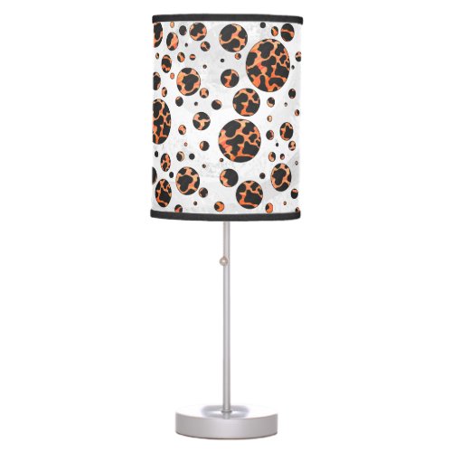 Cow Black and Orange Polka Dot Print Table Lamp