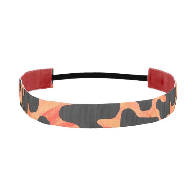Cow Black and Orange Print Athletic Headband (Front)