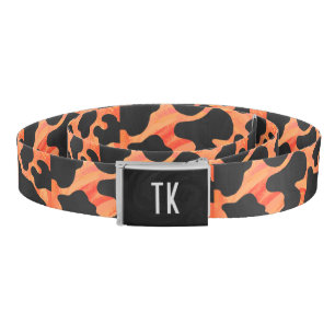 Cow Black and Orange Print Belt
